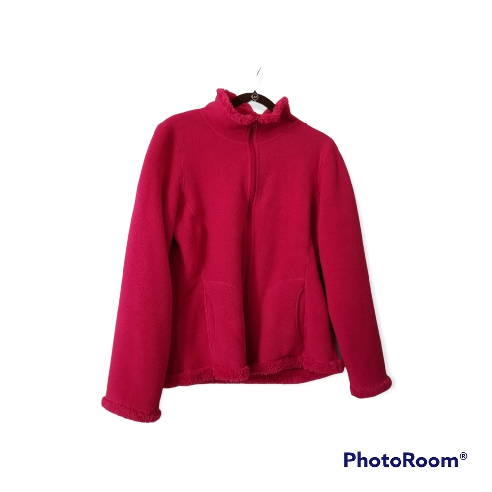 Faded Glory Hot Pink Fleece Full Zippered Front Jacket. Women's Small (4-6)